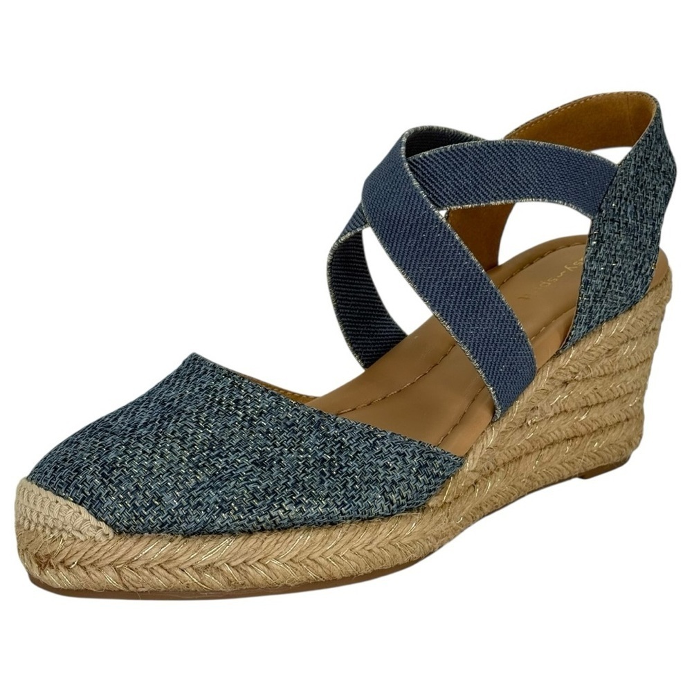 Easy Spirit Meza2 Gold Shimmer Womens Wedge Sandals Size 9M - Picture 2 of 13
